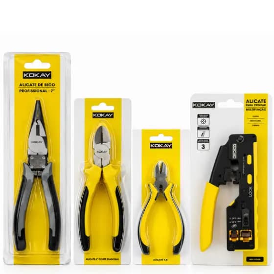 Kit Alicates Kokay 3 Peças + Alicate Crimpador Multifunção Profissional
