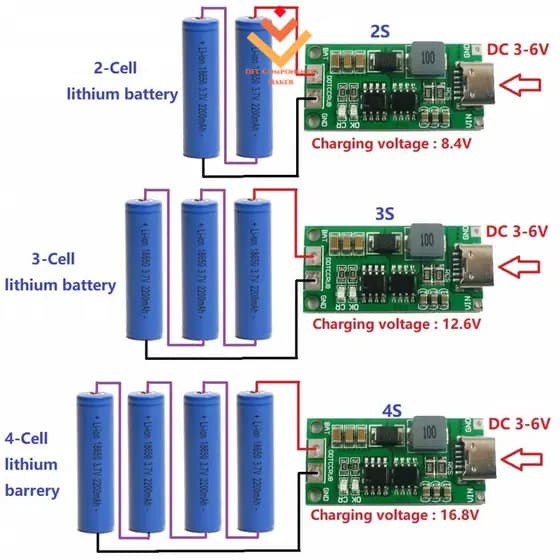 Multi-Célula 2S 3S 4S Tipo-C A 8.4V 12.6V 16.8V Step-Up Boost LiPo Polímero Li-on Módulo De Carregamento Do Carregador D