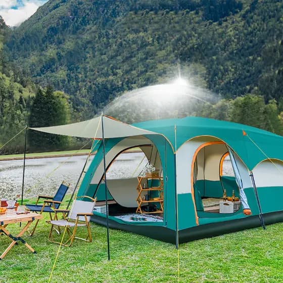 Barraca Camping Acampamento Luxe 12-16 Pessoas Tenda Familiar Grande Varanda 420x305x200cm