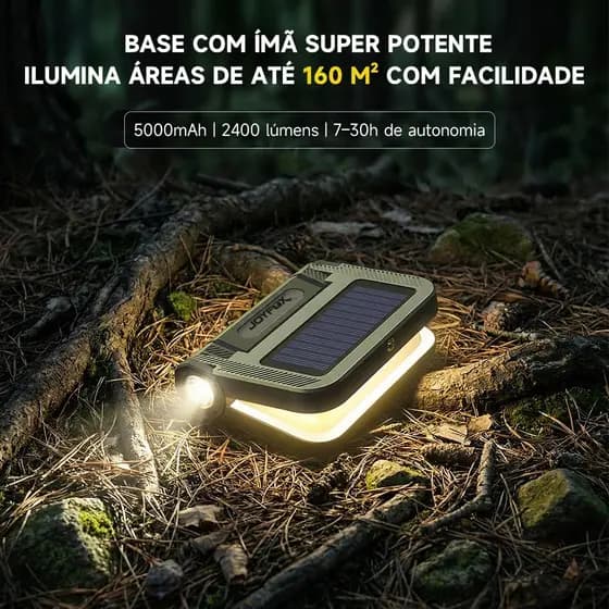 Lanterna LED Camping Recarregável Solar Portátil Luz Forte de Emergência para Camping e Pesca