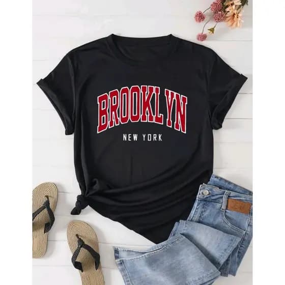 Baby Look Brooklyn New York 100%Algodão Gola Redonda Ótima Qualidade