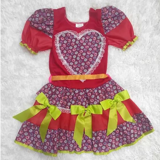 Vestido Festa Junina Infatil Vermelho - Confecções 4 Cabeças