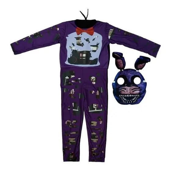 Fantasia Bonnie Infantil Longa Com Máscara de Halloween Five Nights at Freddy's