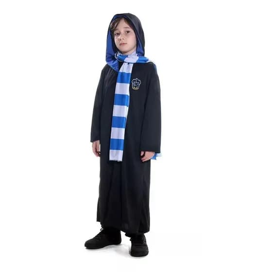 Fantasia Harry Potter Infantil Casa Corvinal Com Cachecol