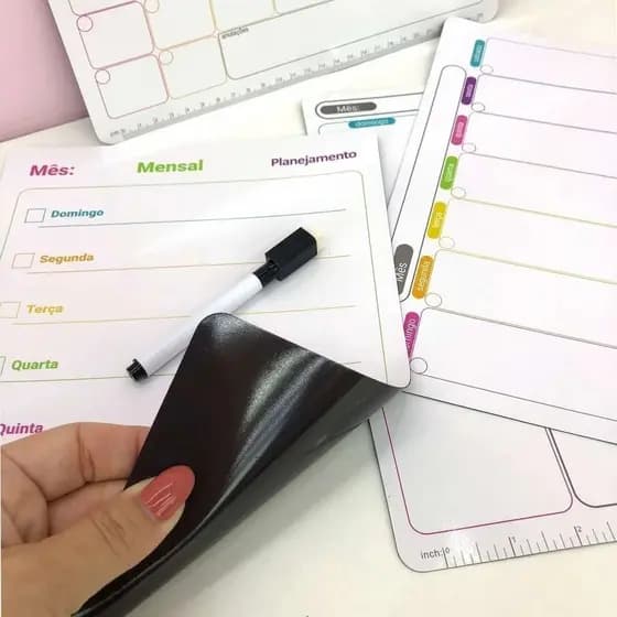 Lousa Magnética Quadro Planner Magnético Semanal Mensal Com Caneta com ima