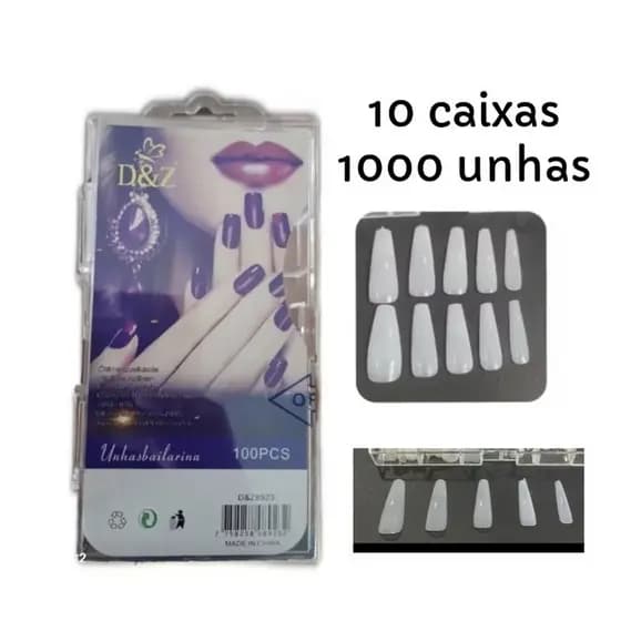 10 caixas Unha Postiça RESISTENTE D&Z 1000 unidades bailarina realista unhas inteiras alongamento