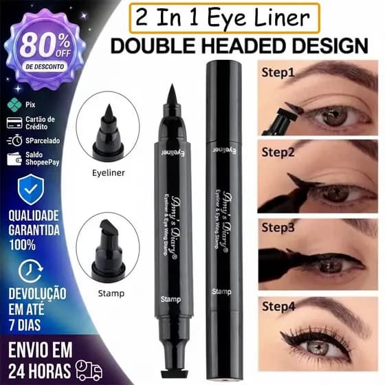 2 Em 1 Carimbo Delineador De Olhos Lápis De Dupla Ponta Líquido À Prova D'água Caneta De Selo Triângulo Seco Rápido