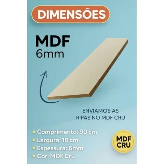 Kit Ripa Ripado Madeira MDF Cru 90x10 cm Shiplap Painel Deck Parede Decorativo
