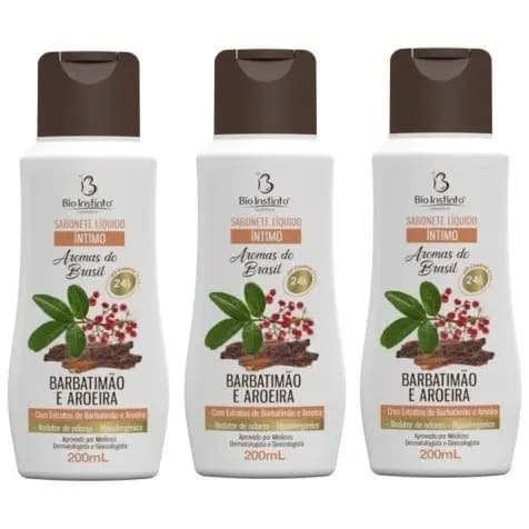 Kit 3x Sabonete Íntimo Barbatimão e Aroeira 200ml - Bio Instinto