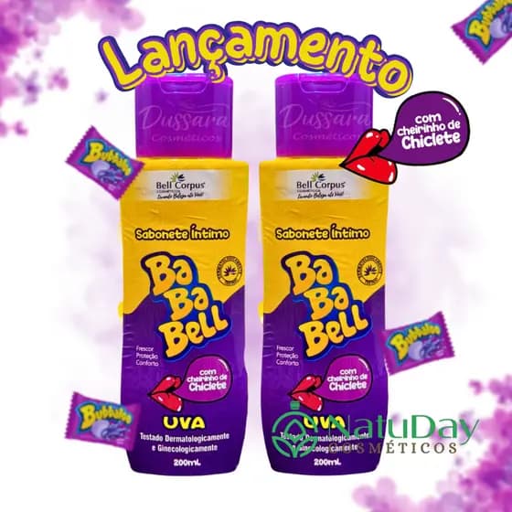 Kit 2 Sabonete Líquido Íntimo Bababell Uva Cheirinho de Chiclete - 200ml