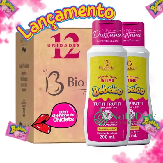 Kit 12 Sabonete Líquido Íntimo bebeloo Tutti Frutti (Cheirinho de Chiclete) 200ml Bio Instinto
