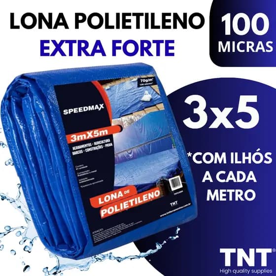 Lona 3x5 Mt Azul Plastica Impermeavel Festa Telhado Multiuso TNT