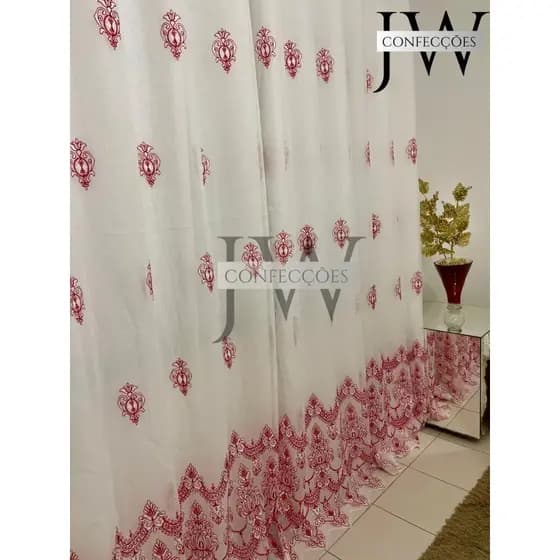 CORTINA ELEGANT GUIPPIR LINHO 4,00m x 2,50M COM BORDADO -PARA APARTAMENTO,LUXUOSA RELAMPAGO