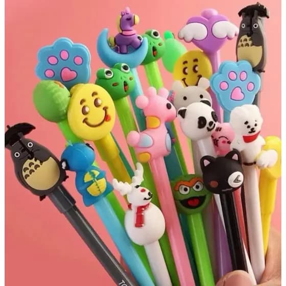 Caneta Em Gel Para Desenhos Animados Preta Suprimentos Estudantes Papelaria 1 Caneta