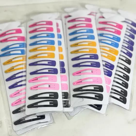 🌟 Kit 24 Presilha Cabelo Tic Tac Colorido 6,5cm/65mm Sortido