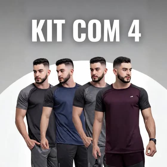 Kit 4 Camiseta Masculina Camisa Manga Curta | Camisa Dry Fit, ideal para Academia ou Treino