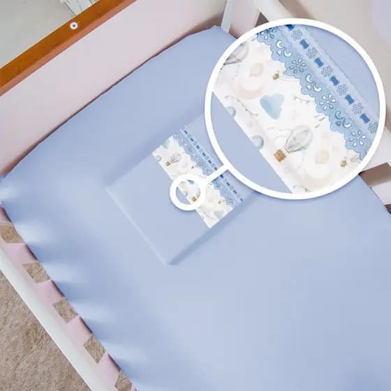 Jogo Lençol Quarto de Bebê MINI BERÇO 89X39cm 02 Peças Percal 400 Fios