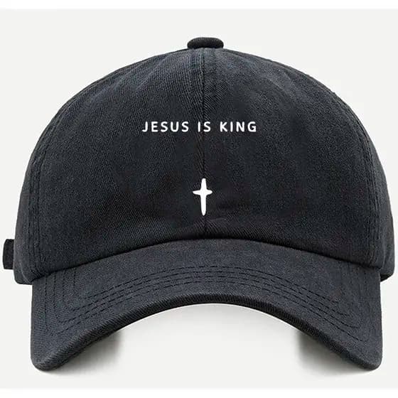 Bone baseball Bege Preto Branco Jesus is King Tamanho único com ajuste de tamanho