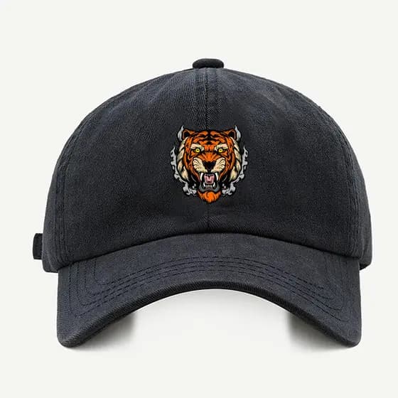 Bone baseball Masculino Bege Preto Branco Tigre Paranoico