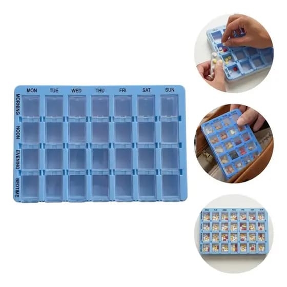 Porta comprimidos capsula remedio vitamina com compartimentos organização diaria