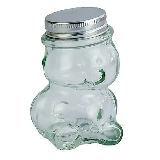 POTE DE VIDRO - MINI BALEIRO URSINHO - 80 ML COM TAMPA DE METAL