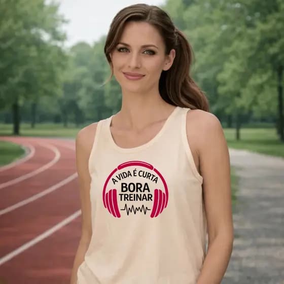 Regata Feminina Estampada Bora Treina Academia Algodão 100% Premium Academia Fitness Treino Slim Casual Básica Verão