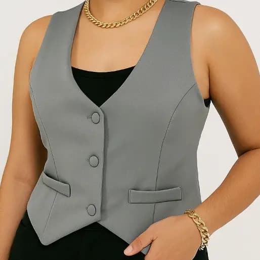 Colete Feminino Casual Alfaiataria C/3 Botões Social