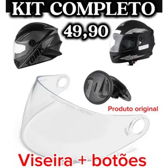 KIT VISEIRA + BOTOES DO CAPACETE PRO TORK R8