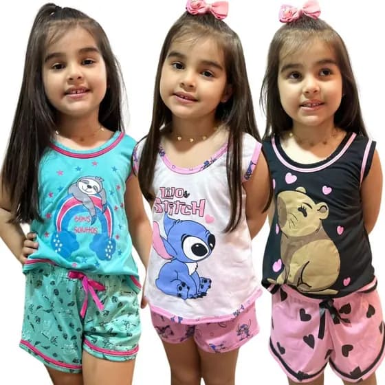 Baby Doll Infantil Regata Feminino / Pijama Regata Infantil / Roupa de Dormir Infantil