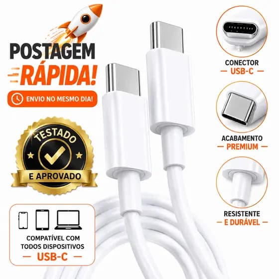 Cabo USB-C para USB-C 1 Metro Ios Android