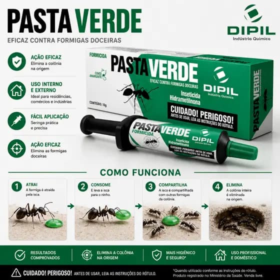 Pasta Verde Gel Formicida Para Formiga Doceiras de Casa 10g Dipil