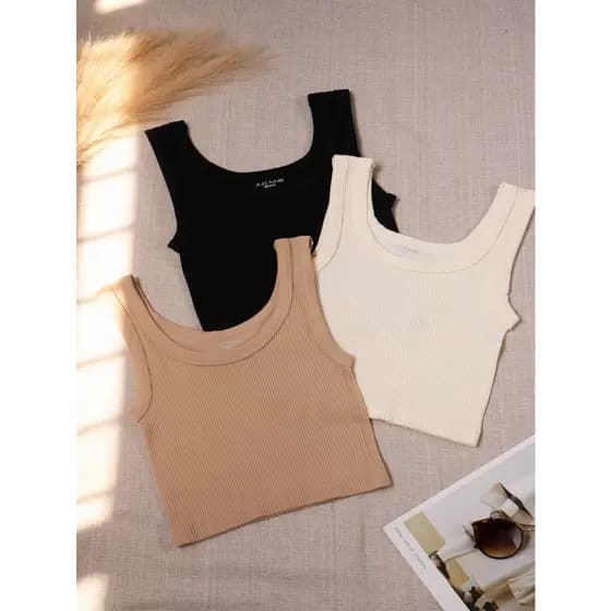 Yoga Kit 3pcs Regata Cropped Basica Sem Costura Esportivas de Malha para Treino Fitness