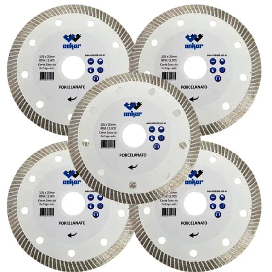 Kit 5 Disco Diamantado P/ Cortar Porcelanato Ultra Fino Corte Acabamento Perfeito Exelente Rendiment
