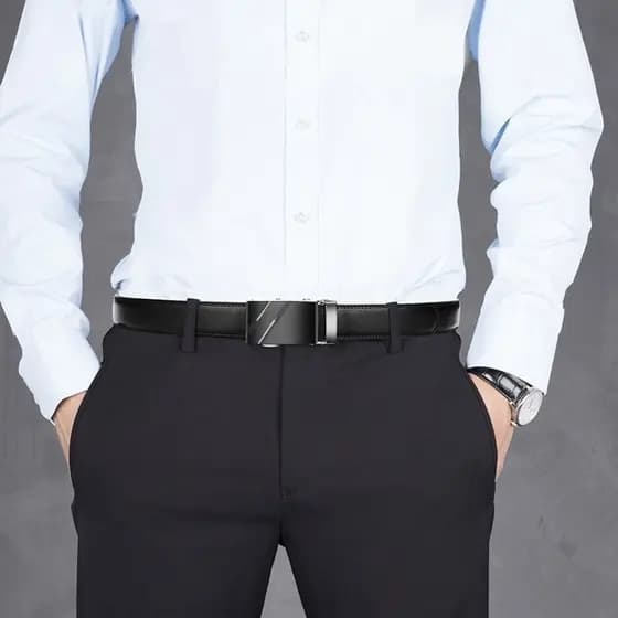 Cinto Masculino Tradicional de Luxo Moda Social Em Couro Sintetico Com Catraca Reforçada