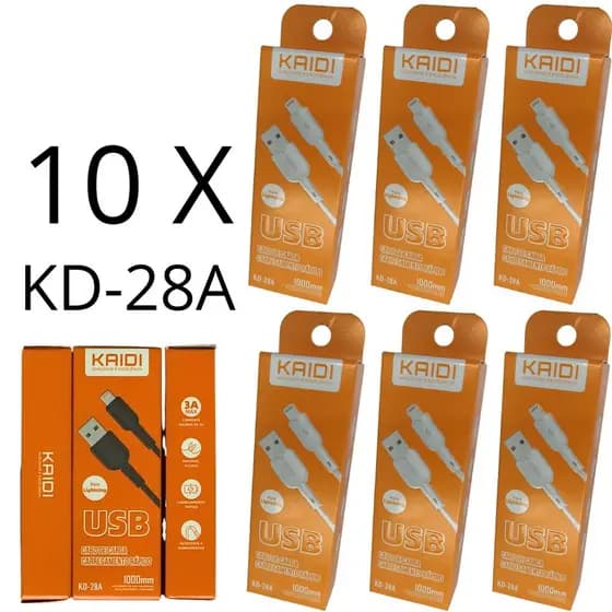 Kit 10 Cabos Carregador Kaidi carrega rápido pronta entrega