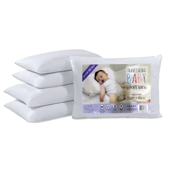 Travesseiro Baby 100% Algodão Percal Suporte Macio Antialérgico Confortável