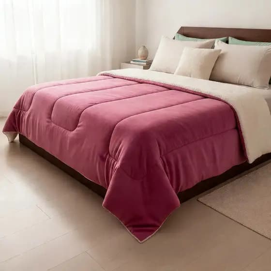 Cobredom Queen Canelado Coral Fleece Aveludado Luxo