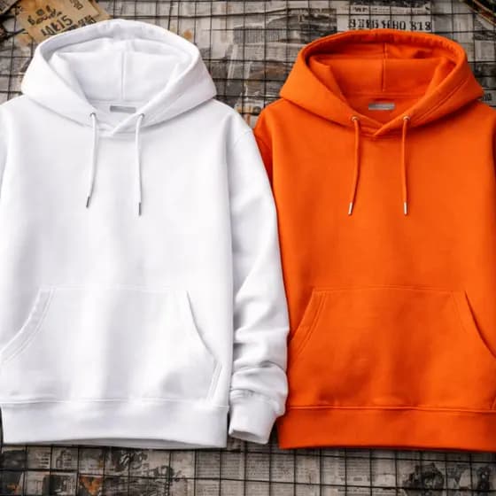 KIT 2 MOLETOM DE FRIO CANGURU QUENTE FRIO LARANJA E BRANCO UNISSEX