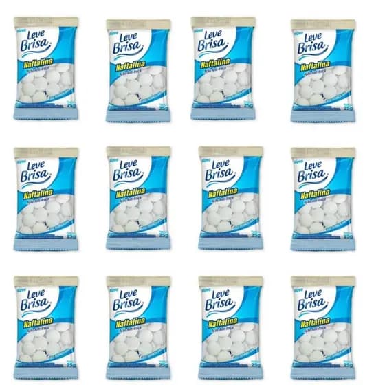 Kit 12 Unidades Pedra Naftalina Anti Inseto Mofo Leve Brisa Para Armários Gavetas