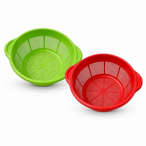 Lava Tudo Escorredor de Arroz Macarrão Legumes Alimentos Multiuso Kit com 2 Unidades Cores Sortidas