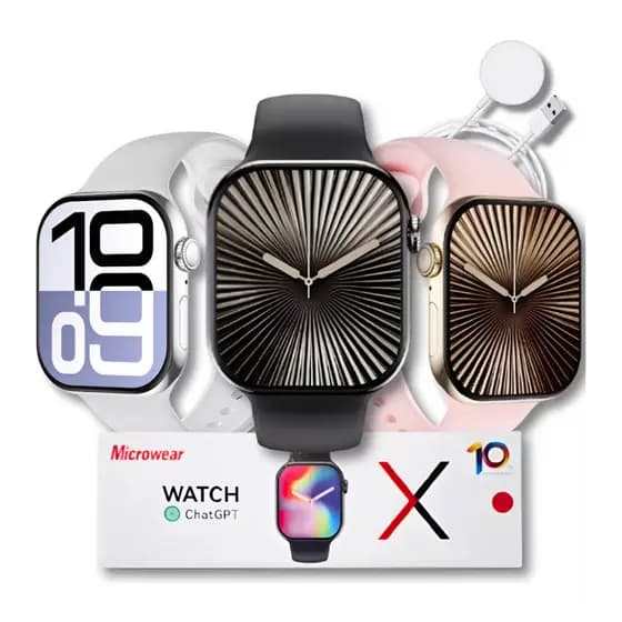 Smartwatch W10 Serie 10 Microwear 46mm Original Chat GPT Armazena 1GB Foto Musica IP68 Termometro