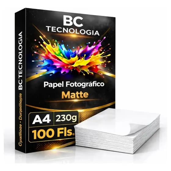 Papel Fotográfico Foto 230g A4 Matte À Prova D'água Pacote 100 Folhas Premium