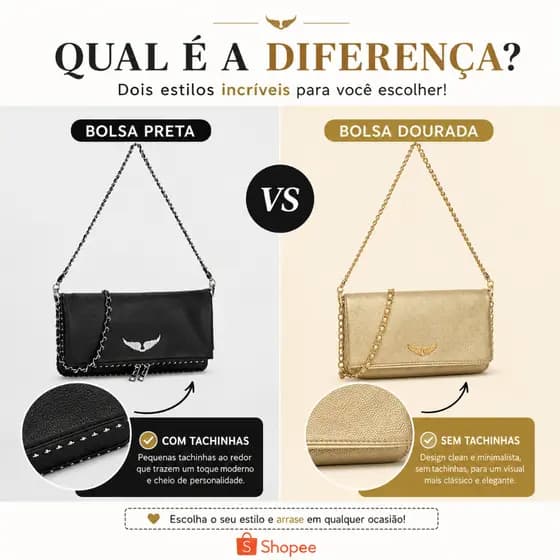 Bolsa Feminina De Couro Sintético Com Duas Alças Festa Balada Noite