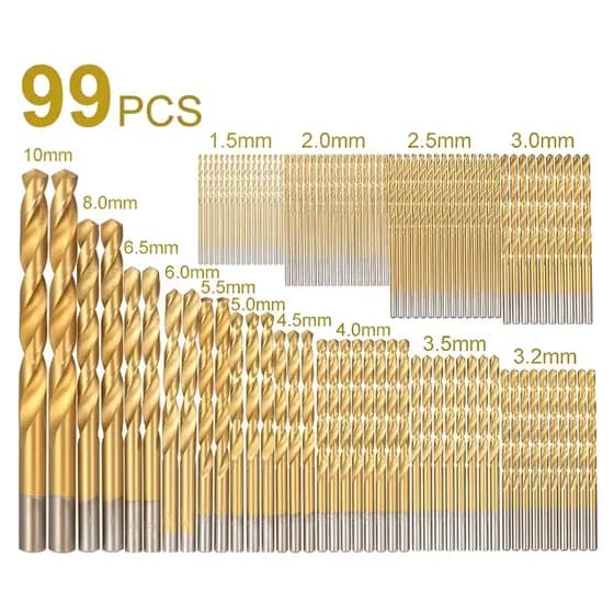 Jogo Kit De 99 Brocas Aço Rápido 1mm a 10mm