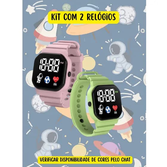 KIT Relógio Infantil Digital Astronauta Led COM 2/3/4 MODA MENINOS E MENINAS