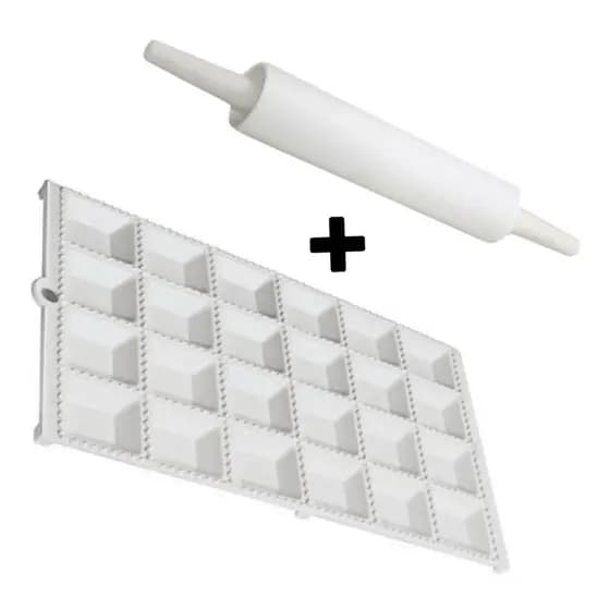 Kit Forma Mini Pastel E Ravioli 24 Cavidades E Rolo Para Abrir Massa