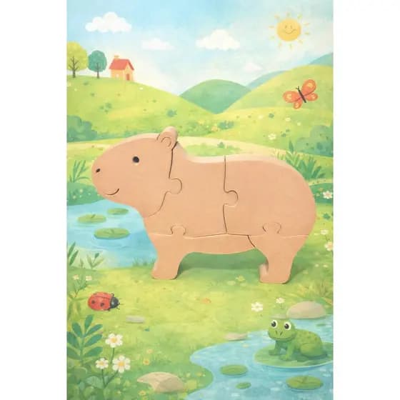 Montessori Quebra-cabeça Capivara | Quebra-cabeça Infantil | Quebra-cabeça Capivara