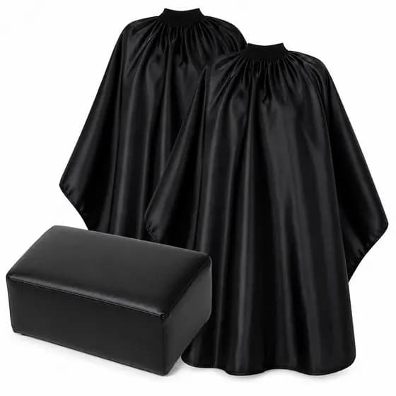Kit Barbeiro Puff Preto + 2 Capa Cetim Preta Profissional
