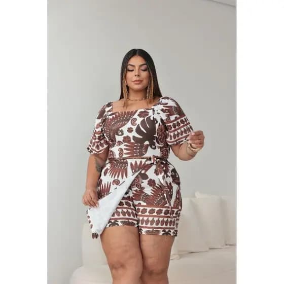 Conjunto feminino Plus Size conjunto saia short TAMANHO UNICO 46 AO 50