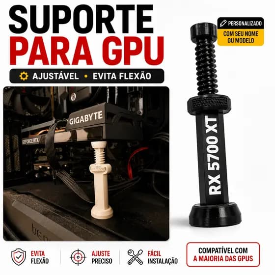 Suporte para GPU Ajustável Universal 16cm para Placa de Vídeo PC Gamer Personalizado